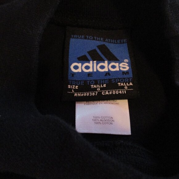Adidas Shirt Large Black Long Sleeve Mock Neck Team Athletic 100% Cotton - Picture 4 of 7